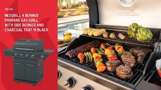 Nexgrill 4 Burner Liquid Propane Gas Grill with Side Burner & Charcoal Tray in Black (720-1141)