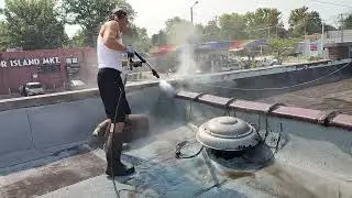 Turbo Nozzle Pressure Washing A BUR Flat Roof Prep For Silicone Roof Coating