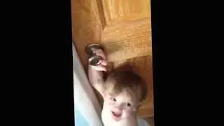 18 month old toddler carding a locked door share and subscribe