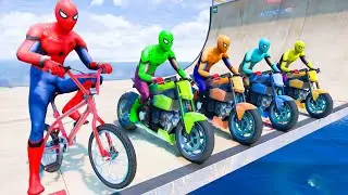 Racing Motorcycle Spiderman Awesome Mega Ramp at The Cargo Port