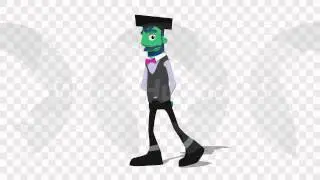 Green Teacher 'Walk with Hands Behind Back Screen Left' Connectable Character Animation
