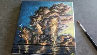 Lightning clouds acrylic painting tutorial for beginners #thunder #117