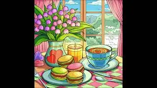 Macaron Magic with Coffee #artwork #art #coloringadventure #coloradventure #macaron #snacks #foodart