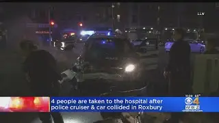 Boston Police Cruiser, Sedan Collide In Early Morning Crash In Roxbury
