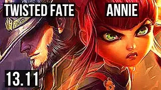 TF vs ANNIE (MID) | 2.3M mastery, 1500+ games, 7/2/11, Dominating | KR Master | 13.11