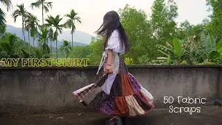 I sewed my first skirt using 50 scrap pieces - The result is shocking!