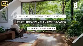 Minimalist Indoor Garden House Featuring Open Plan Living Spaces with Indoor Trees