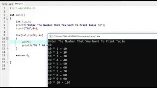 How To Print Table in C Programming Using For Loop | EME Technologies