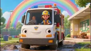 Trucks Stuck in Mud! 🚒 Rainbow Rescue at School | Colorful 3D Animation for Kids