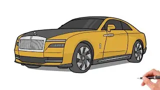 How to draw a ROLLS ROYCE SPECTRE 2023 / drawing Rolls-Royce EV 2022 electric car