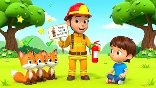 Three Fox Cubs at the Fire Station | Funny and Cute Kids Nursery Rhyme Animation