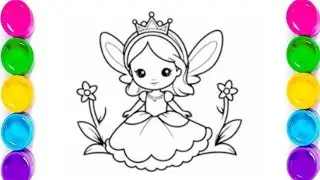 How to draw a cute fairy princess easy steps drowing coloring for kids 