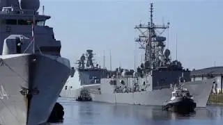 F496 Gokova - Turkish Frigate departs KGV in Glasgow for Joint Warrior 2019 [4K/UHD]
