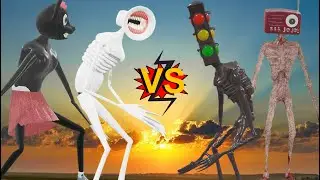 Team Siren Head VS Cartoon Cat Female VS Level Up Boss Great Mother Megaphone