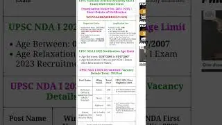 NDA 1 2023 notification out | NDA/NA update #upsc #nda #shorts  #ndanotification #nda12023