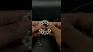 DIY Pearl Flower Hoop Earrings #shorts #youtubeshorts #pearlearrings #handmadeearrings #tutorials