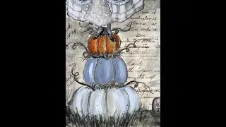 Day 29-pumpkin painting in 30 minutes #junkjournalpages  #30in30days #dinawakleyledgerjournal