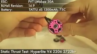Static Thrust RPM Test Hyperlite (Brother Hobby R4) V4 2206 2722kv