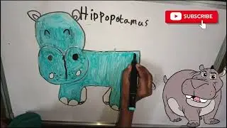 How to draw Hippopotamus easily #hippo #kidslearning #drawing #easy #youtube 