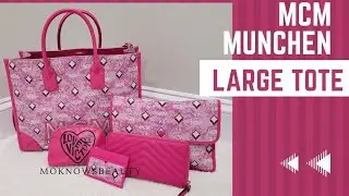 MCM MUNCHEN LARGE TOTE IN VINTAGE MONOGRAM JACQUARD PINK| Overview| WIMB| Moknowsbeauty