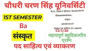 BA 1st Semester Sanskrit MCQ 2026 🔥 | Term Literature and Grammar | CCSU Exam