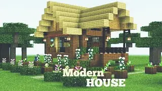 MINECRAFT: Tutorial how to build modern house in Minecraft (wooden house) easy