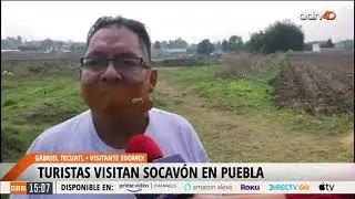 Socavón en Puebla se vuelve atracción turística