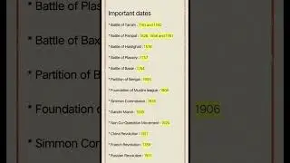 Important dates in history for all competitive exams #gk #ssc #upsc #generalknowledge #history