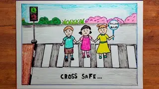 Zebra cross drawing|Road safety drawing