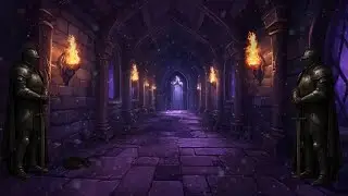 Quiet Castle Corridor with Fire & Wind 🔔🔥 | Fantasy Ambience for Relaxation & Sleep (10&ndash;11 Hours)