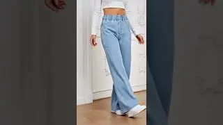 Clashe Palazzo JEANS Women Elastic Waistband Casual Plus Size S-10XL Denim Pants Wanita Solid Color