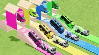 Garage with Colors - ALL MIXER TRUCK WITH DOUBLE FLATBED TRAILER TRUCK IVOCE, IZUSU
