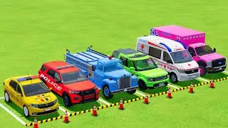 TRANSPORTING POLICE VEHICLES, AMBULANCE CAR, FIRE DEPARTMENT VEHICLES WITH SCANIA TRUCKS ! FS22 #63