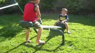 kubrick and quentin on the teeter totter for the first time