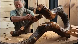 Timeless Creativity in Woodworking: Unique Coffee Table with Curved Legs by an 70-Year-Old Carpenter