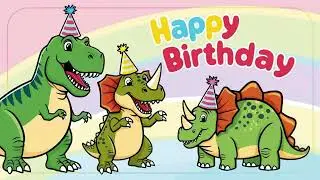 Happy Birthday Dinosaur Theme - TV Art - Screensaver - Wallpaper - Frame Art