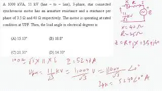 #machines Question 21: Finding load angle in a synchronous motor. #ee #gate