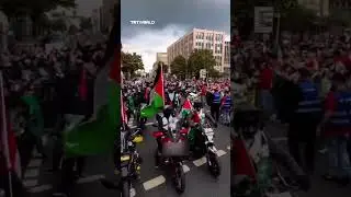 Колонна мотоциклистов присоединилась к пропалестинскому протесту в Дюссельдорфе