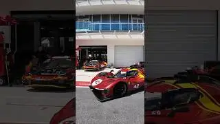 The Ferrari 499P Modificata hits the track at the Miami International Autodrome.