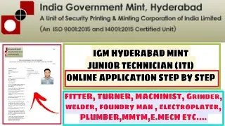 IGM HYDERABAD ONLINE APPLICATION STEP BY STEP | JUNIOR TECHNICIAN(ITI) | HOW TO APPLY MINT HYDERABAD