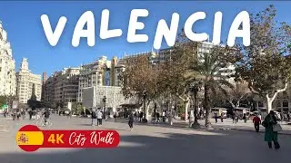 Walking in Valencia, Spain / Russafa neighbourhood and plaza de Ayuntamiento [4K]