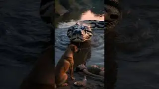 Giant Python Attack Near River | Brave Dog Saves Woman | Real Life Shocking Scene