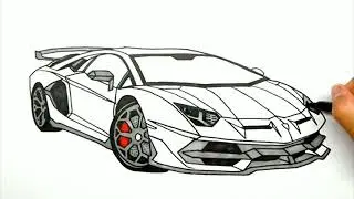 How to Draw a Lamborghini / Lamborghini Aventador Drawing Easy Steps / #art #luckyarts #trending