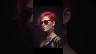 Процесс создания арта с Photoshop+AI."Portrait of a girl with a cyber arm"