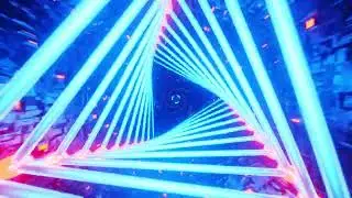 4K Animation. VJ Loop. Flight Through a Neon Triangle. Infinitely looped animation