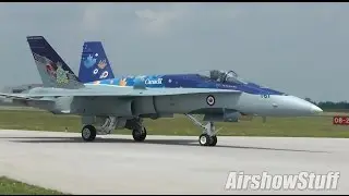 CF-18 Hornet Aerobatic Demo and Airfield Attack with Pyro - Waterloo Airshow 2014