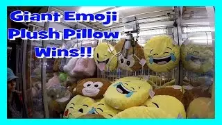 GIANT EMOJI PLUSH PILLOW CLAW MACHINE WINS!!