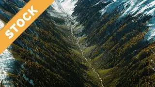 Premium Aerial Stock Footage Switzerland, 4K Valais Autumn Valley, Walliser Bergtal Herbst Schweiz