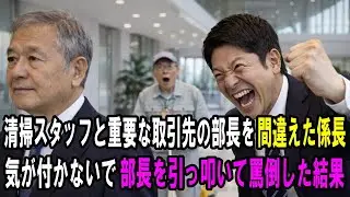 清掃スタッフと重要な取引先の部長を間違えた係長。気が付かないで部長を引っ叩いて罵倒した結果