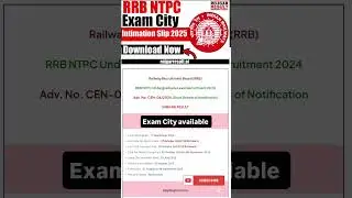 RRB NTPC Undergraduate Exam City Intimation Slip Detail Out#latestnews